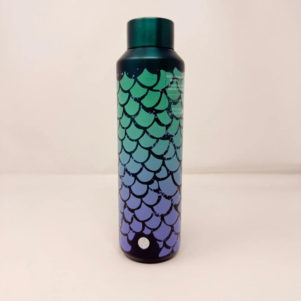NWT Starbucks 2025 Mermaid Scales 20oz Stainless Steel Water Bottle  Purple Teal
